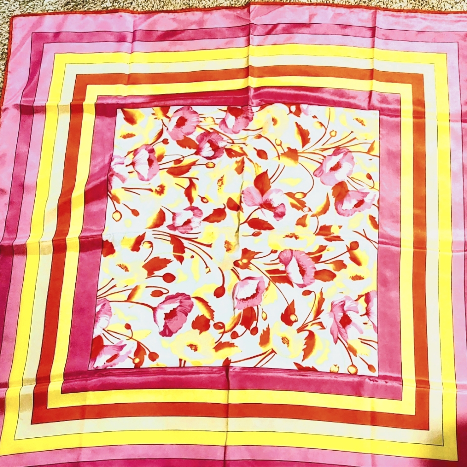 Vintage Silk Scarf 36 X 36